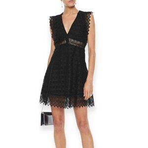 Sandro Lindsey black pinked crocheted dress, Size 3/L